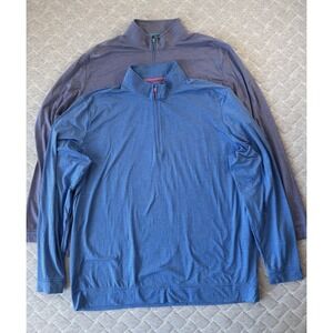 Johnnie O Pullover Shirts Mens 2XL Blue Purple Quarter Zip Stretch Golf Lot of 2